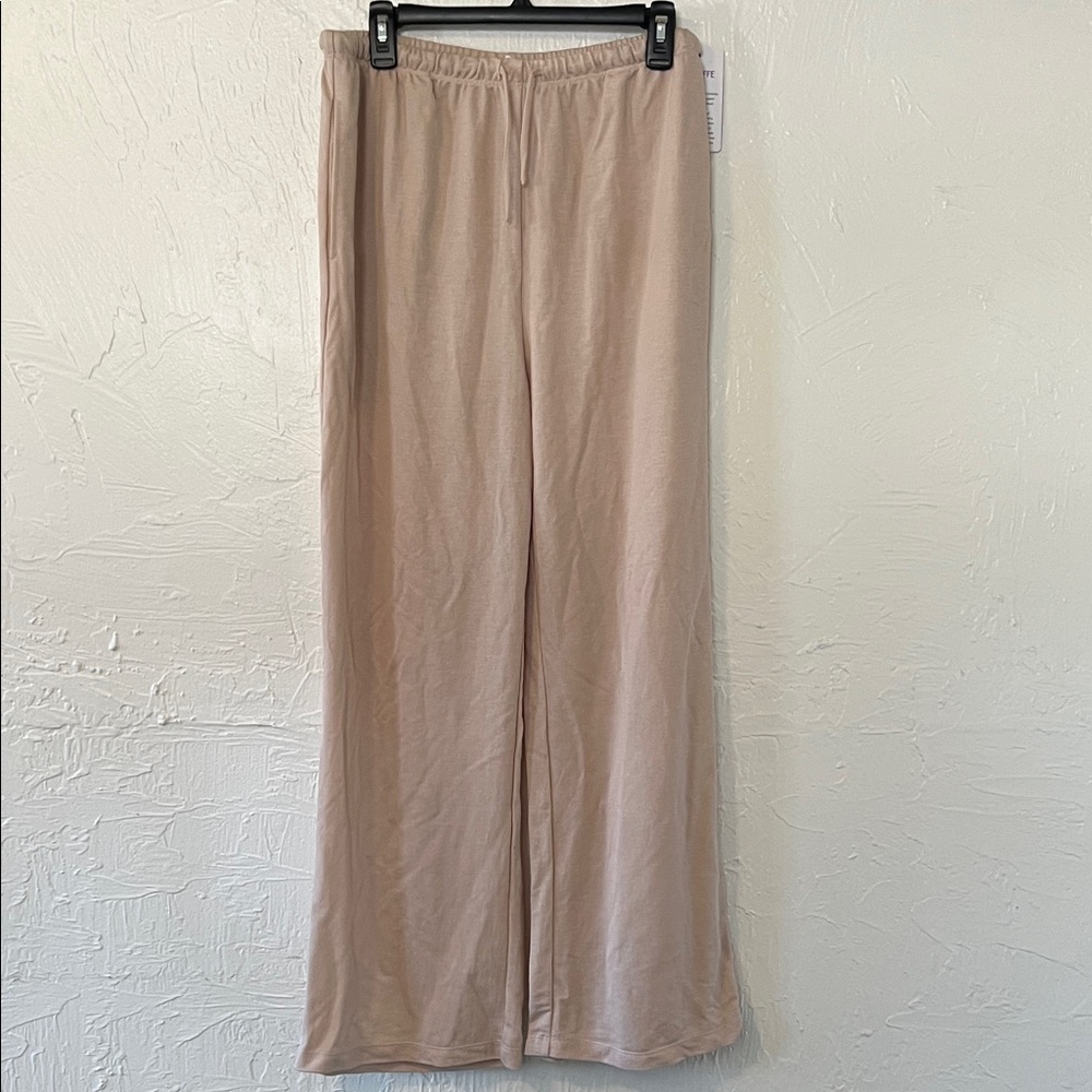 Wide Leg Knit Pants in Light Taupe